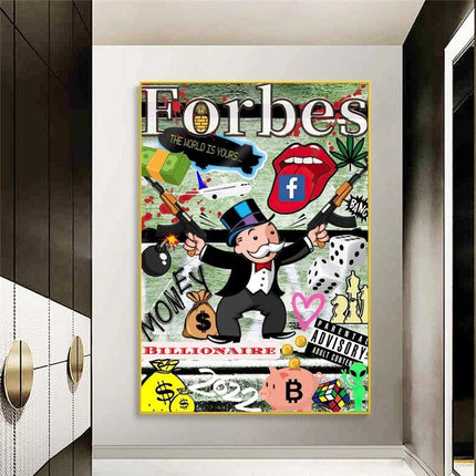 ChandelierDecor - Money Forbes Funny Monopoly Alec Canvas Wall Art