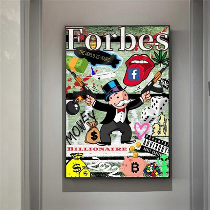 ChandelierDecor - Money Forbes Funny Monopoly Alec Canvas Wall Art