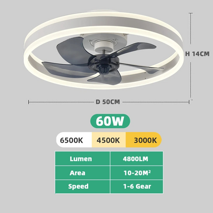ChandelierDecor - Smart LED Quiet Ceiling Fan Light 6-Speed