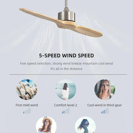 ChandelierDecor - Solid Wooden Blade Ceiling Fan 60 Inch with Remote