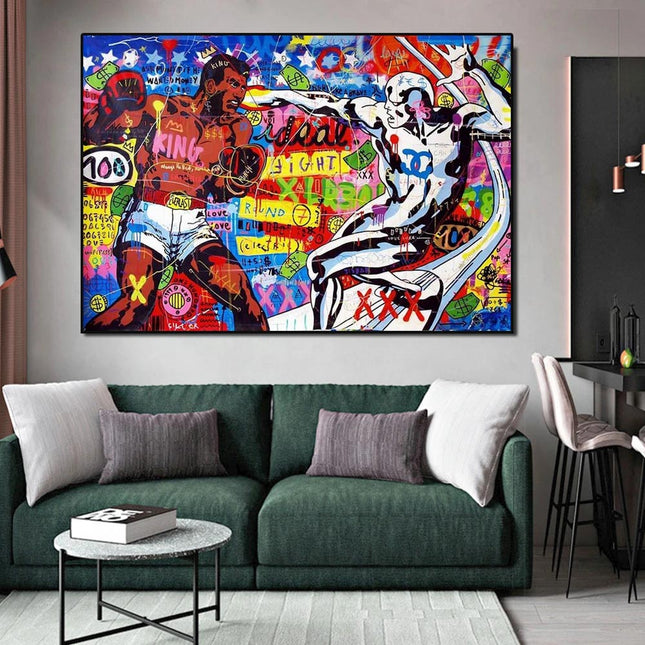 ChandelierDecor - Abstract Banksy Boxer Canvas Wall Hanging Art