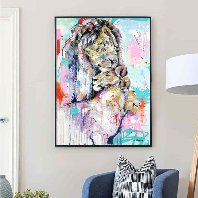ChandelierDecor - Abstract Graffiti Lion Family Canvas Wall Hanging Art