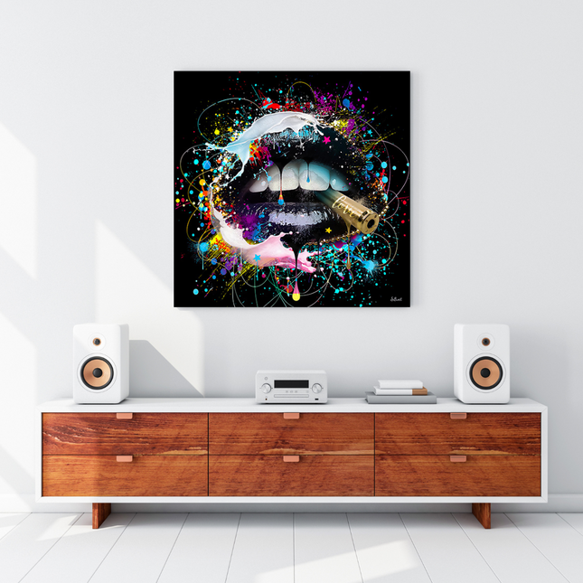 ChandelierDecor - Abstract Graffiti Lips with Bullet Canvas Wall Hanging Art