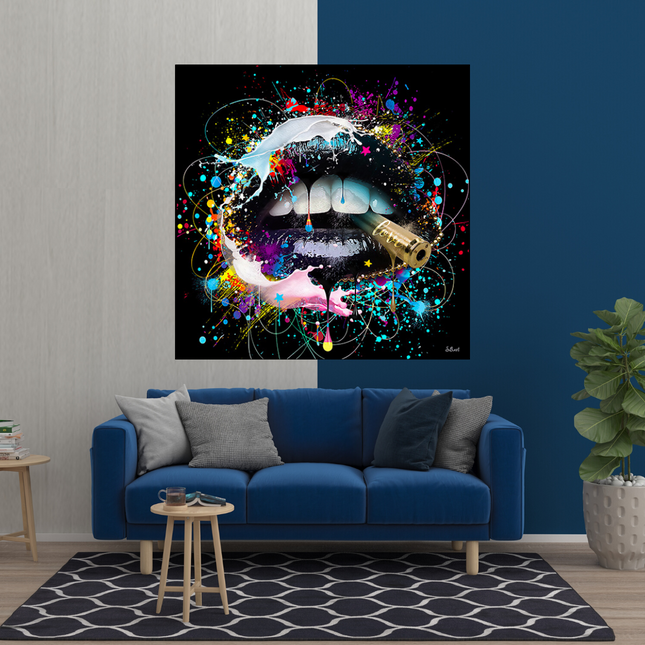 ChandelierDecor - Abstract Graffiti Lips with Bullet Canvas Wall Hanging Art
