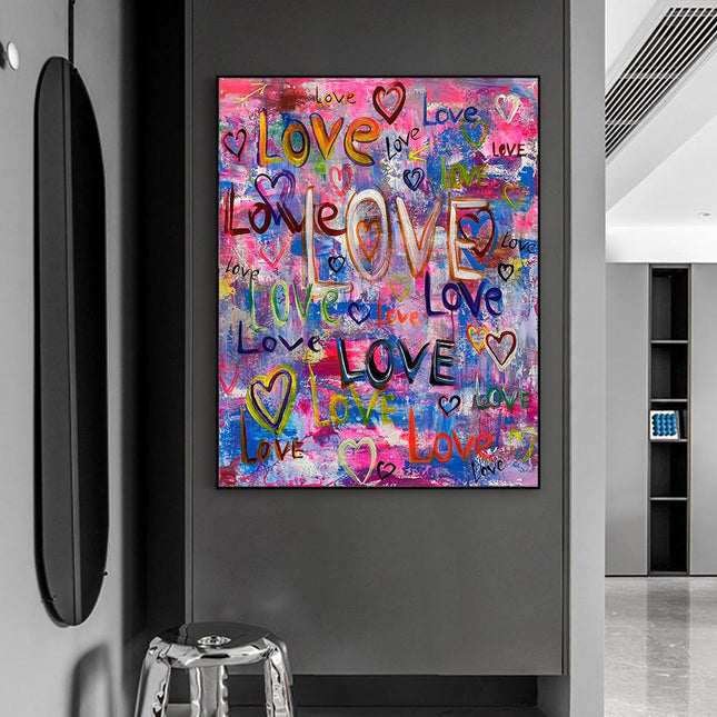 ChandelierDecor - Abstract Love Heart Canvas Wall Hanging Art