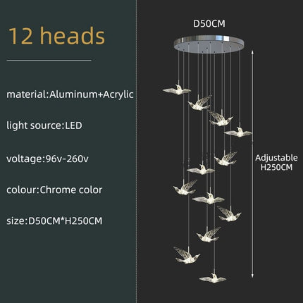 ChandelierDecor - Acrylic Glass Birds Chandelier