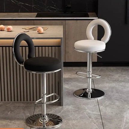 ChandelierDecor-Adjustable Swivel Bar Stools with Metal Backrest - Minimalist Modern Altos Design
