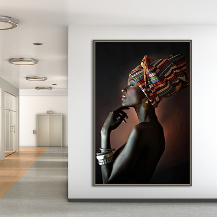 ChandelierDecor - Afro Girl Crowned Flower Canvas Wall Art