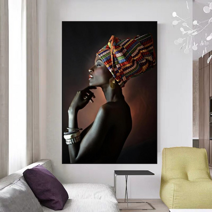 ChandelierDecor - Afro Girl Crowned Flower Canvas Wall Art