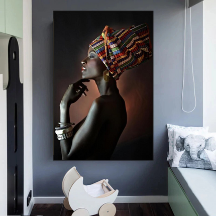 ChandelierDecor - Afro Girl Crowned Flower Canvas Wall Art