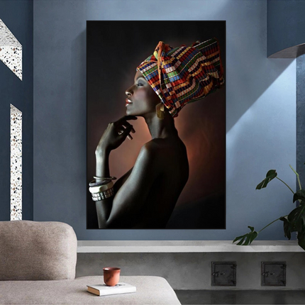 ChandelierDecor - Afro Girl Crowned Flower Canvas Wall Art