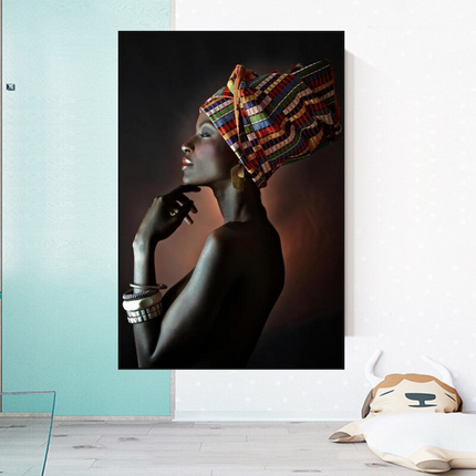 ChandelierDecor - Afro Girl Crowned Flower Canvas Wall Art