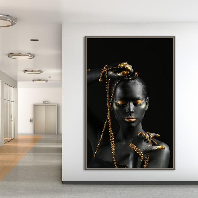 ChandelierDecor - Afro Girl in Beads Jewel Canvas Wall Art
