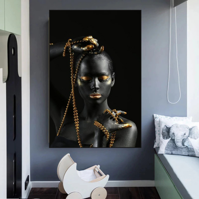 ChandelierDecor - Afro Girl in Beads Jewel Canvas Wall Art