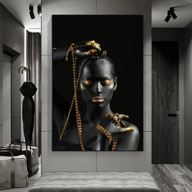 ChandelierDecor - Afro Girl in Beads Jewel Canvas Wall Art