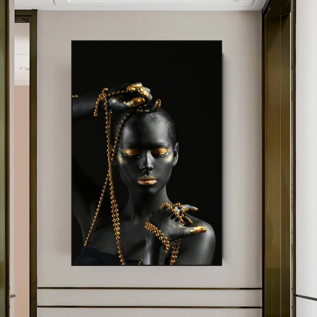 ChandelierDecor - Afro Girl in Beads Jewel Canvas Wall Art