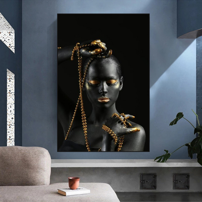 ChandelierDecor - Afro Girl in Beads Jewel Canvas Wall Art