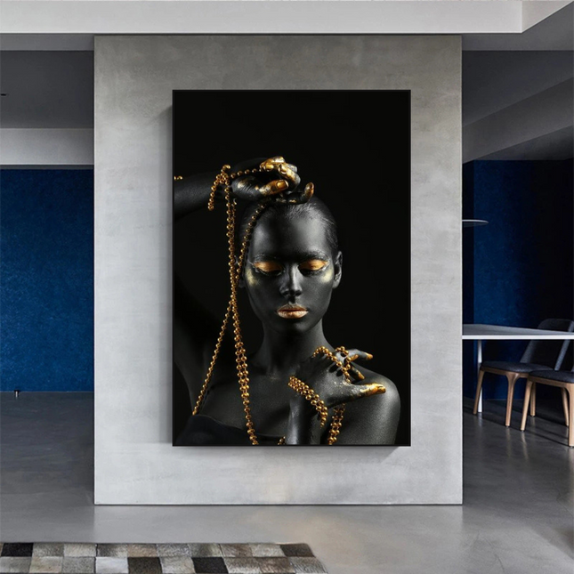 ChandelierDecor - Afro Girl in Beads Jewel Canvas Wall Art