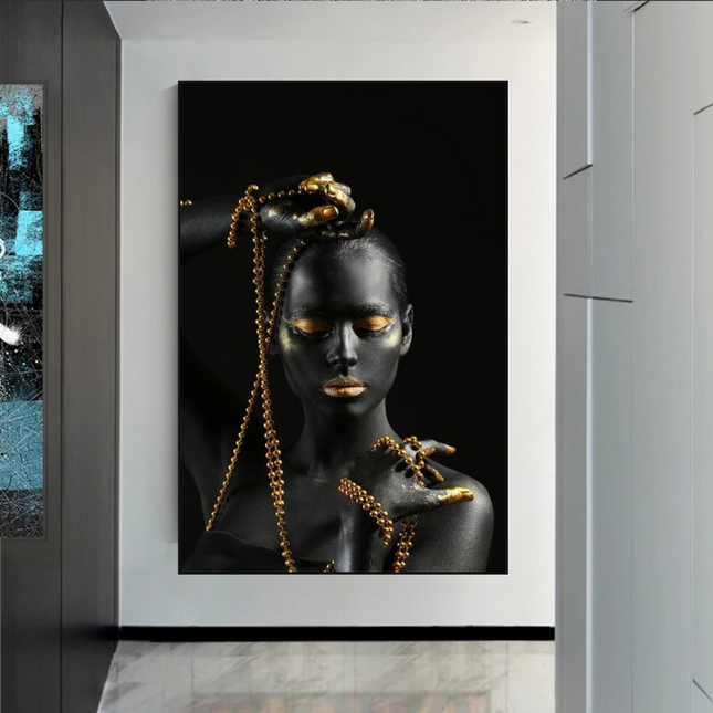 ChandelierDecor - Afro Girl in Beads Jewel Canvas Wall Art
