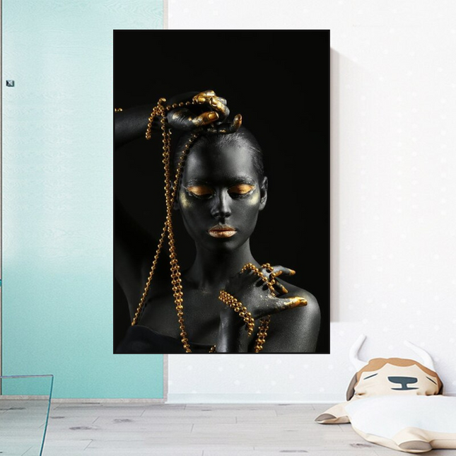 ChandelierDecor - Afro Girl in Beads Jewel Canvas Wall Art