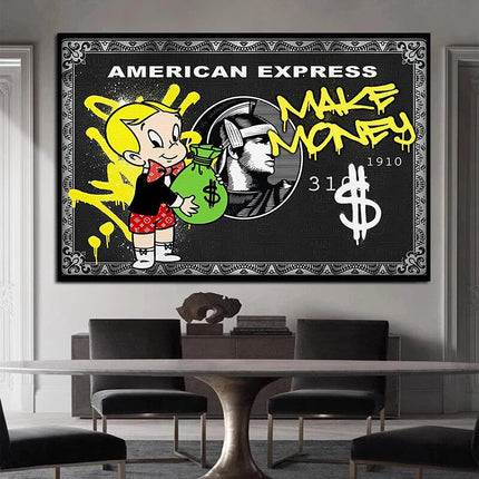 ChandelierDecor - Alec Graffiti Monopoly Make Money Canvas Wall Art