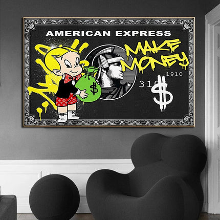 ChandelierDecor - Alec Graffiti Monopoly Make Money Canvas Wall Art
