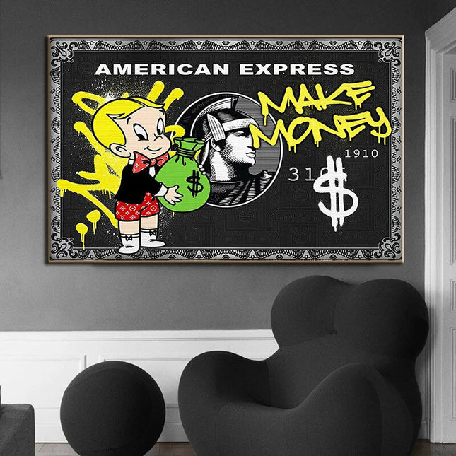 ChandelierDecor - Alec Graffiti Monopoly Make Money Canvas Wall Art