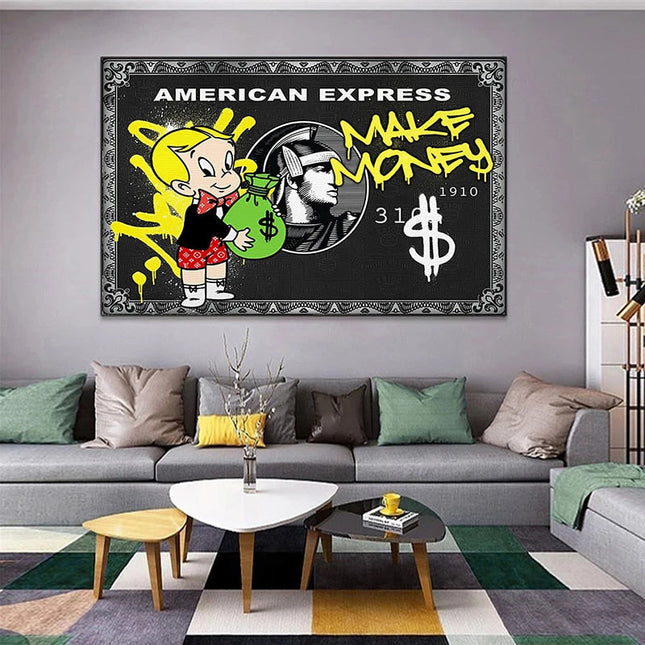 ChandelierDecor - Alec Graffiti Monopoly Make Money Canvas Wall Art