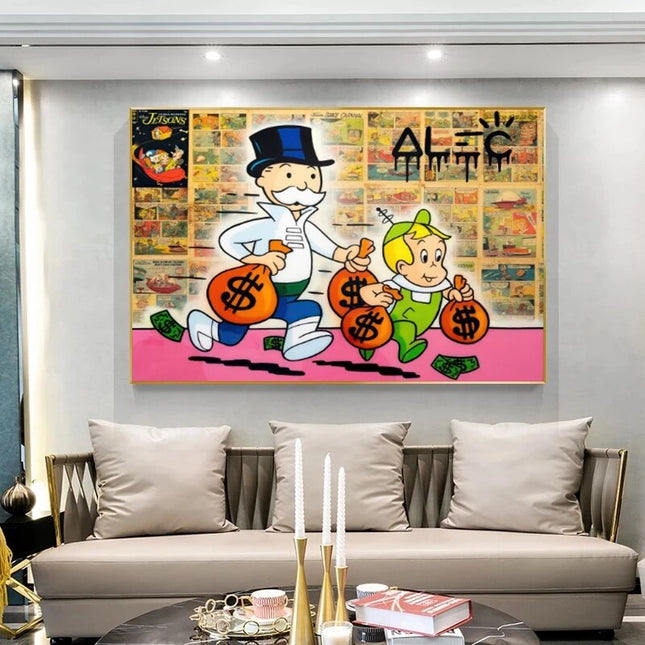 ChandelierDecor - Alec Graffiti Monopoly Millionaire Canvas Wall Art