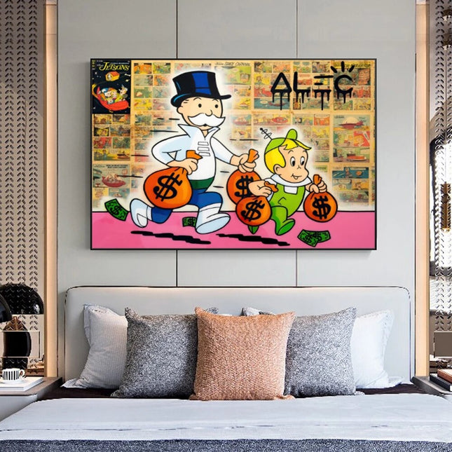 ChandelierDecor - Alec Graffiti Monopoly Millionaire Canvas Wall Art