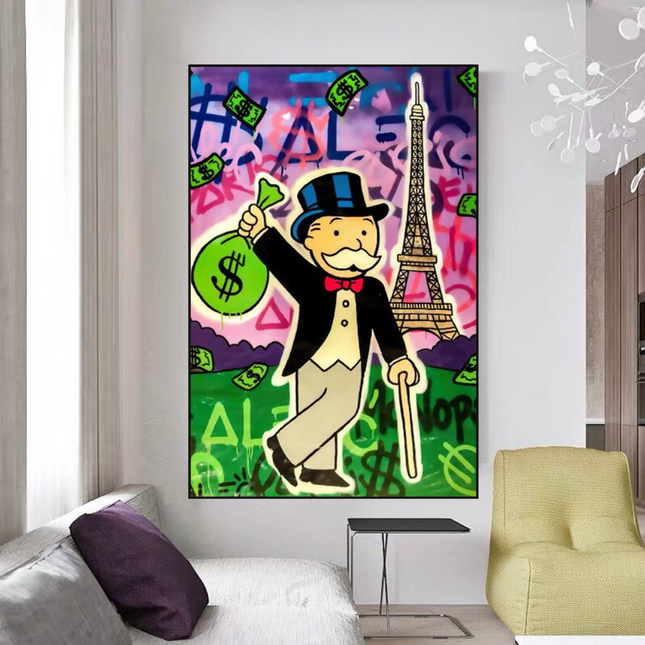 ChandelierDecor - Alec Monopoly Eiffel Tower Canvas Wall Art