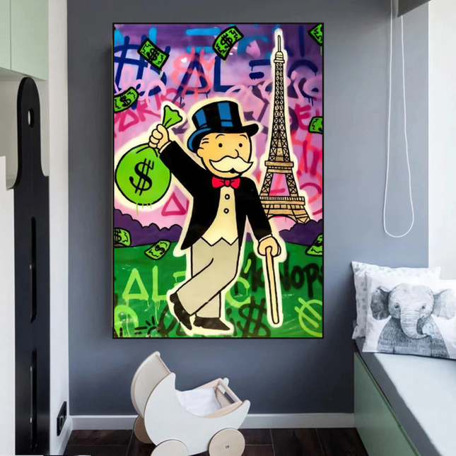 ChandelierDecor - Alec Monopoly Eiffel Tower Canvas Wall Art