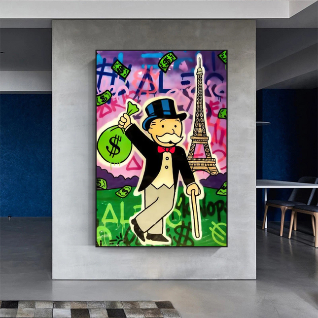 ChandelierDecor - Alec Monopoly Eiffel Tower Canvas Wall Art