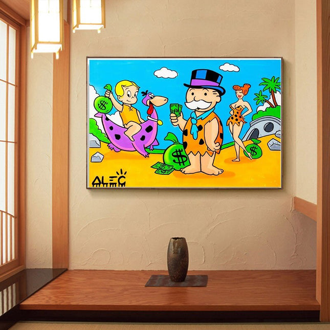 ChandelierDecor - Alec Monopoly Flintstones Outfit Canvas Wall Art