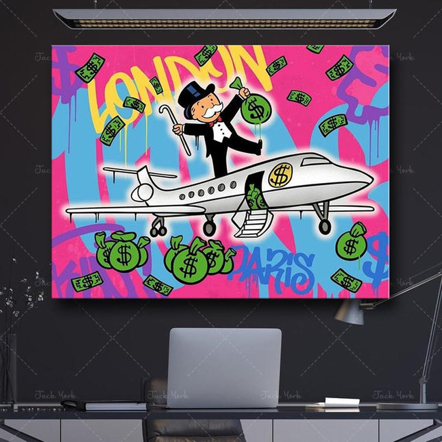 ChandelierDecor - Alec Monopoly Flying to London Wall Art
