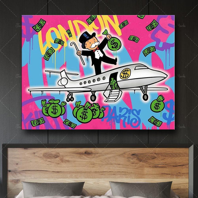 ChandelierDecor - Alec Monopoly Flying to London Wall Art
