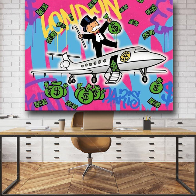 ChandelierDecor - Alec Monopoly Flying to London Wall Art