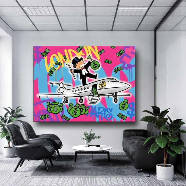 ChandelierDecor - Alec Monopoly Flying to London Wall Art