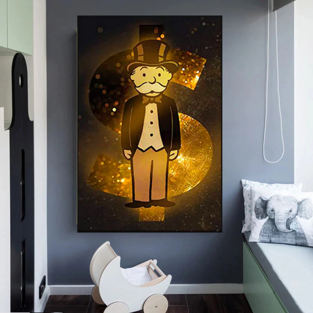 ChandelierDecor - Alec Monopoly Gold Millionaire Dollars Canvas Wall Art