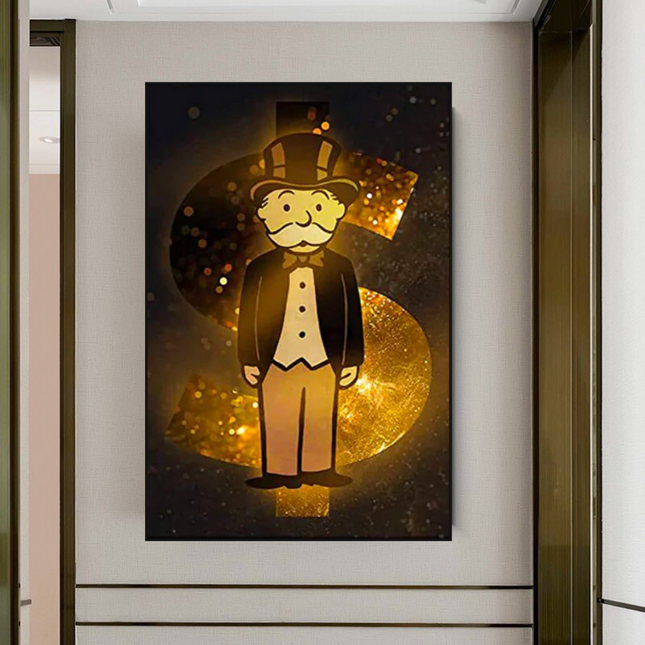 ChandelierDecor - Alec Monopoly Gold Millionaire Dollars Canvas Wall Art