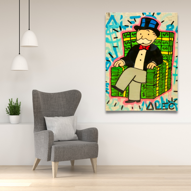 ChandelierDecor - Alec Monopoly Gold Millionaire Dollars Sofa Canvas Wall Art