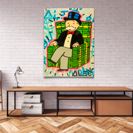 ChandelierDecor - Alec Monopoly Gold Millionaire Dollars Sofa Canvas Wall Art