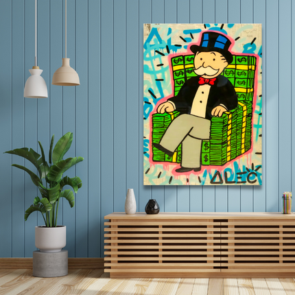 ChandelierDecor - Alec Monopoly Gold Millionaire Dollars Sofa Canvas Wall Art