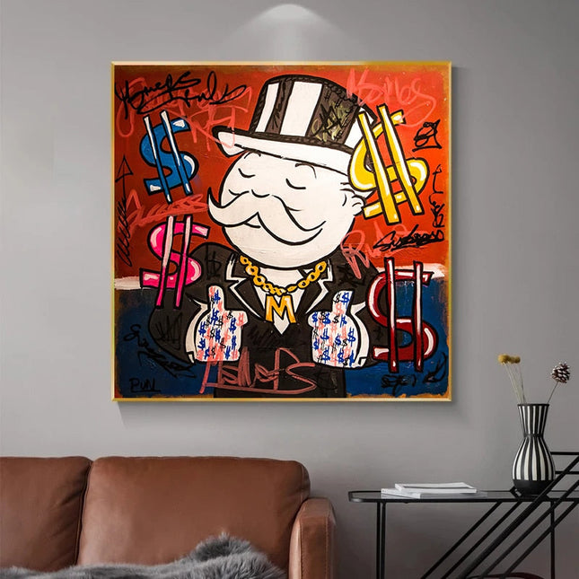 ChandelierDecor - Alec Monopoly Graffiti Art Rich Money Canvas Wall Art