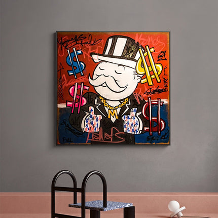 ChandelierDecor - Alec Monopoly Graffiti Art Rich Money Canvas Wall Art