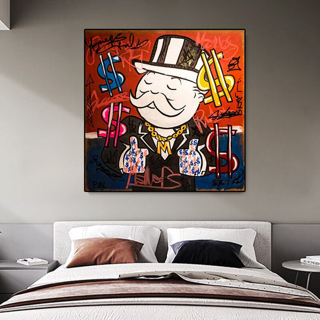 ChandelierDecor - Alec Monopoly Graffiti Art Rich Money Canvas Wall Art
