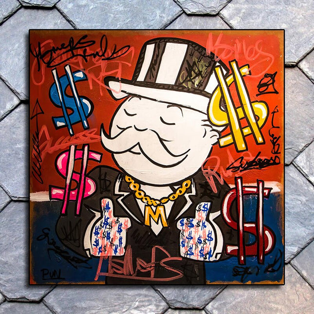 ChandelierDecor - Alec Monopoly Graffiti Art Rich Money Canvas Wall Art