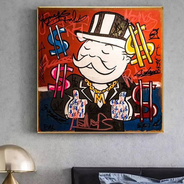 ChandelierDecor - Alec Monopoly Graffiti Art Rich Money Canvas Wall Art