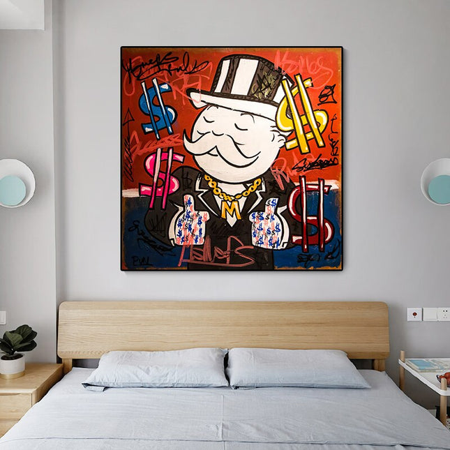 ChandelierDecor - Alec Monopoly Graffiti Art Rich Money Canvas Wall Art