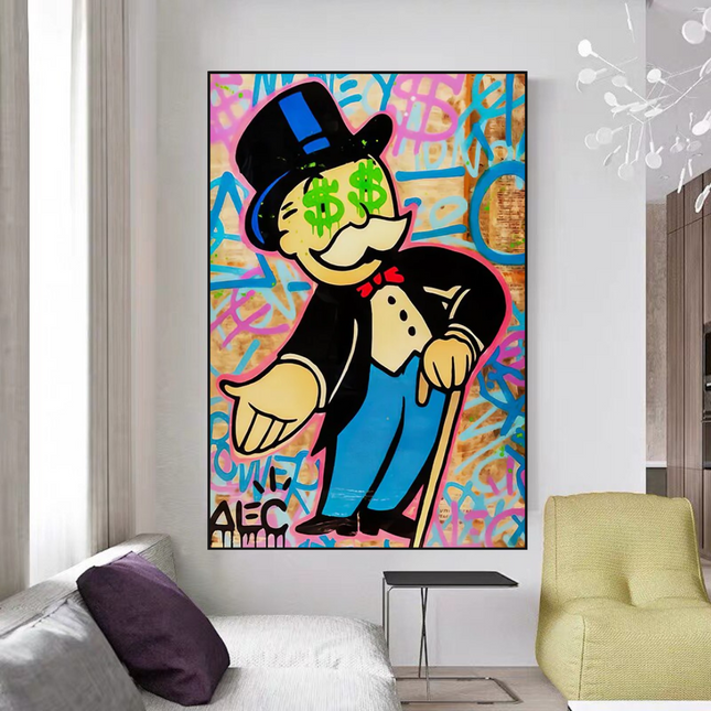 ChandelierDecor - Alec Monopoly Graffiti Canvas Wall Art